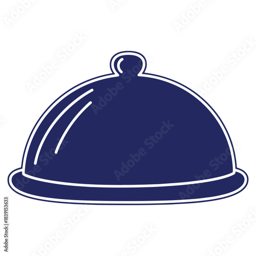 Elegant Dark Blue Cloche or Platter Cover Isolated on White Background Depicting Fine Dining and Culinary Arts