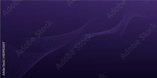 glowing blue wavy lines on abstract technology dark blue background. digital hi tech vector illustration with particle striped wave lines.eps