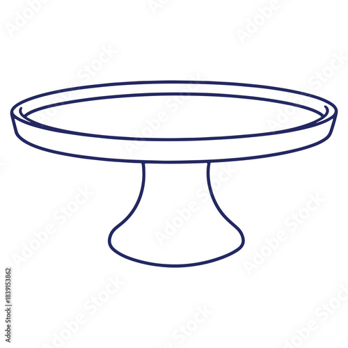 Elegant pedestal cake stand outline drawing for bakery themed designs and event decoration purposes simple illustration on a white background