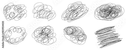 もやもや・ぐるぐる・悩み・考えるアイコン　黒線