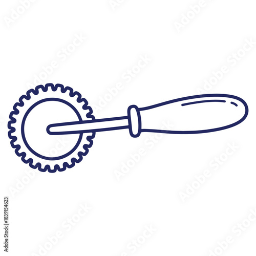 Simple dough cutter illustration in blue lines for culinary and baking enthusiasts and homemade pasta makers