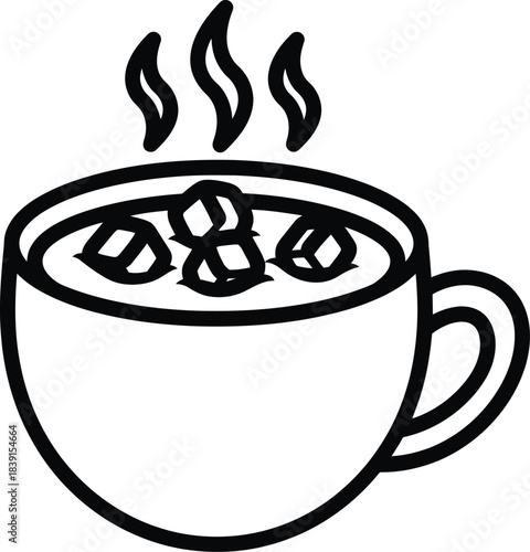 Hot Coffee Cup Line Icon Beverage Vector