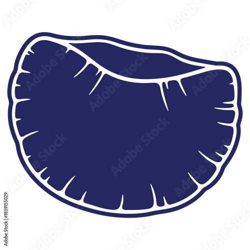 Stylized Oyster Shell Vector Illustration with Thick Outline and Smooth Lines in Blue and White Colors
