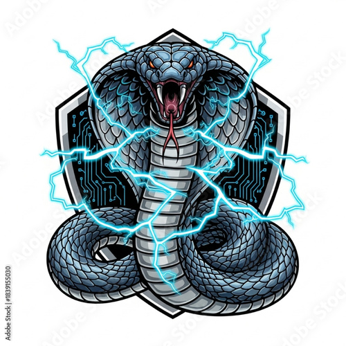 Electric blue cobra mascot logo vector