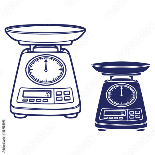 Two blue kitchen scales in different sizes for culinary accuracy and precise measurements ensuring consistent results for baking and cooking