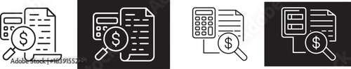 Accounting Icon Set Vector Collection Isolated In Black And White.budget icon set multiple style collection

