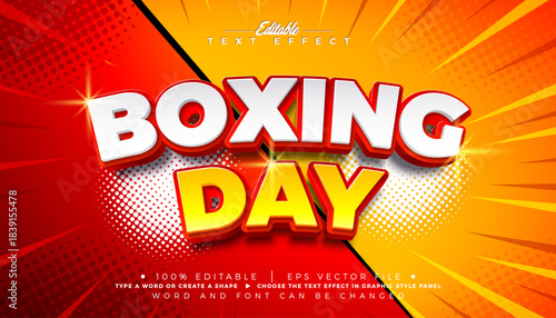 Boxing Day Editable Text Effect Design Vector Christmas Season Shopping Day Sale Graphic Style with 3D Multilayered Typography Lettering on Comic Style Background. Winter Holiday Business Illustration