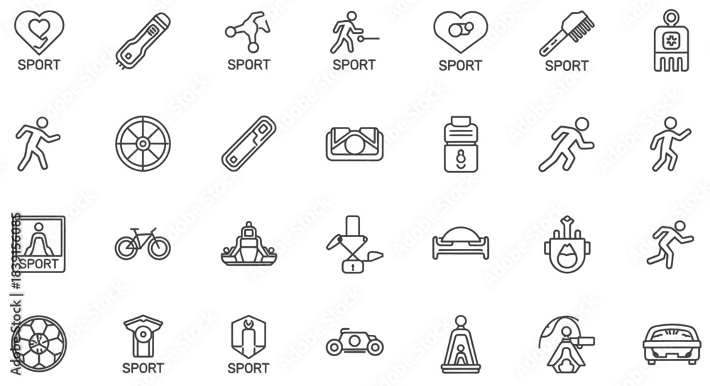 Fototapeta premium Active Lifestyle Sports Icons – Minimalist Vector Line Collection