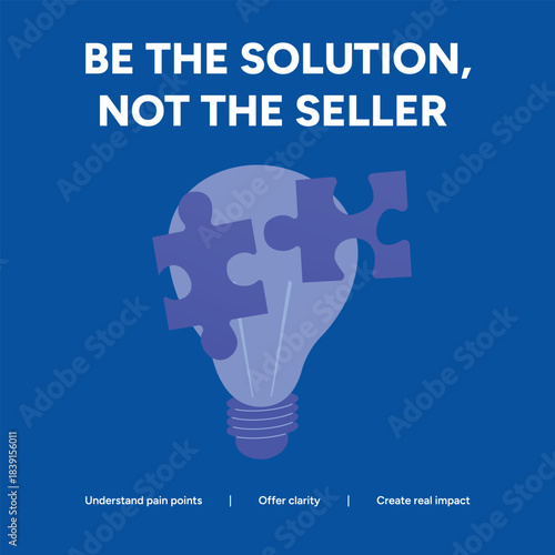 Illustration promoting solutionoriented approach over mere selling, highlighting understanding, offering clarity, and creating real impact
