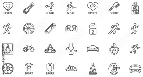 Active Lifestyle Sports Icons – Minimalist Vector Line Collection