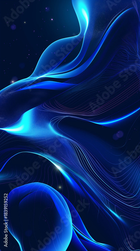 Soft Blue Luminous Flowing Abstract Wave Background