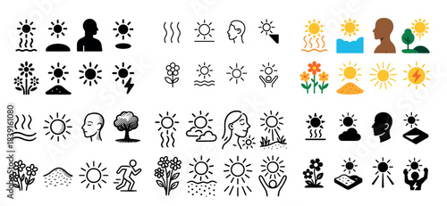 Diverse weather and nature icon collection