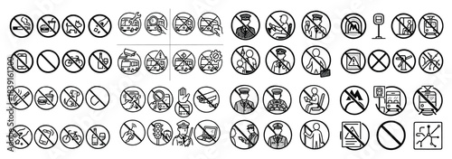 Various prohibition signs in transportation context