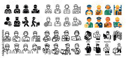 Logistics and transportation icons set