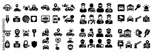 Set of transportation and security icons