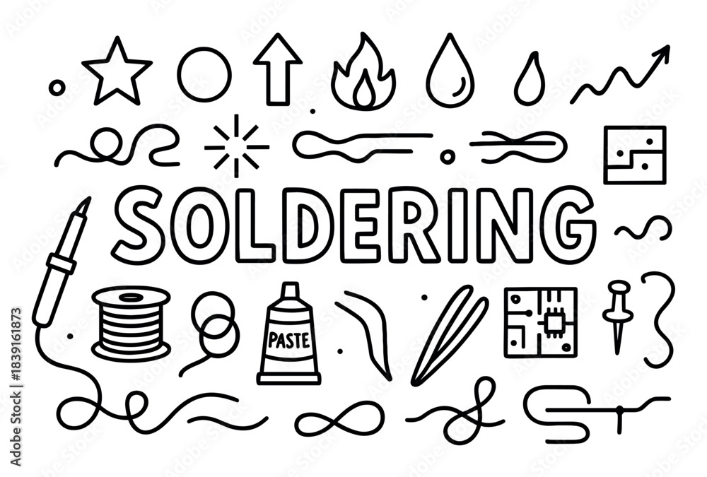 Fototapeta premium Soldering Symbols Doodle