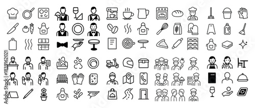 Kitchen and dining icons set