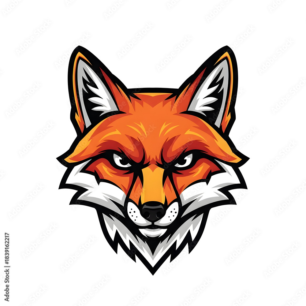 Fototapeta premium Red fox cartoon vector illustration of a cute orange cub with fluffy fur and a playful tail