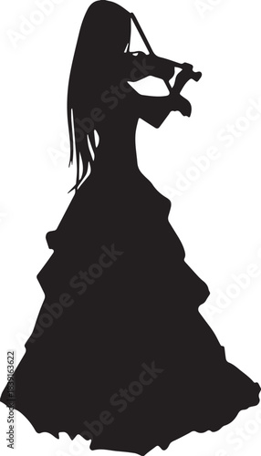 silhouette of a girl in a dress