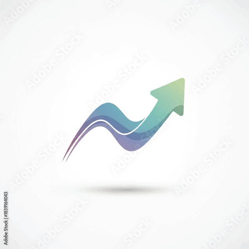 Dynamic abstract arrow graphic representing growth and success, a vibrant symbol of progress and forward momentum in business