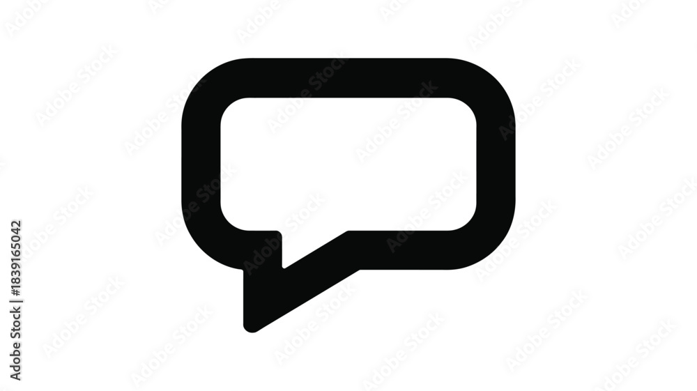 Naklejka premium Simple black speech bubble icon representing communication and conversation on a white background