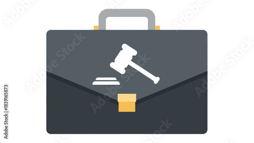 Legal Briefcase with Gavel Icon Law Justice and Business Law Concept