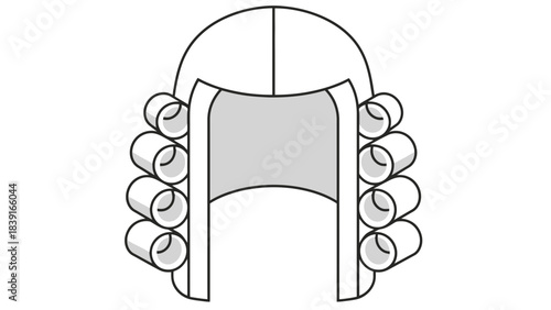 Traditional Barrister Wig and Robe Illustration Symbol of Justice Law and Legal Profession