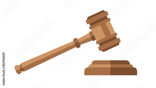 Wooden Gavel and Sounding Block Symbolizing Justice Law and Authority Vector Illustration