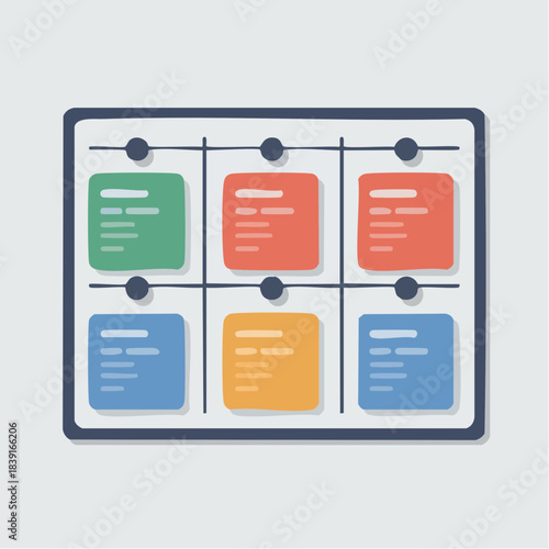Kanban Board with Sticky Notes for Project Management.