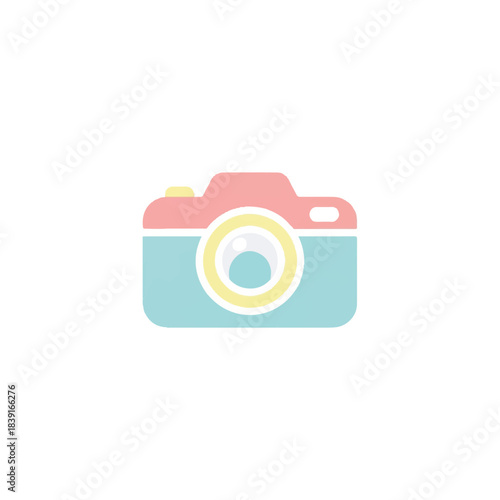 Cute pastel color camera icon vector illustration for photography and creative projects, perfect for digital media and creative branding