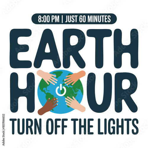 Earth Hour Minimal Vector Design.