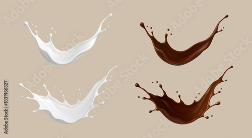 Milk and chocolate splashеs. Vector illustration