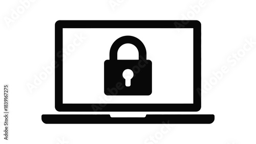 Digital security concept with a locked padlock icon displayed on a laptop screen