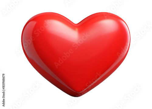 red heart icon in shape on isolated background 3d