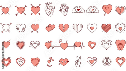 Heart Icons and Symbols Collection: Love, Emotion, and Health Icons