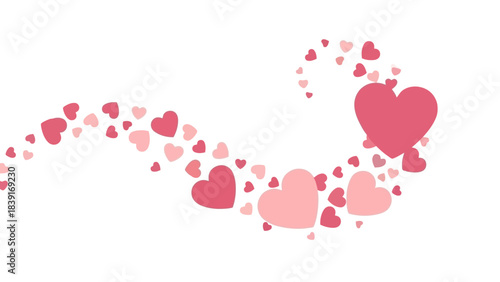 Whimsical Swirl of Pink Hearts Flowing Gracefully on White Background