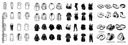Variety of women's clothing and accessories icons