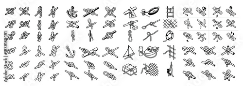 Variety of knots and rope techniques illustrated