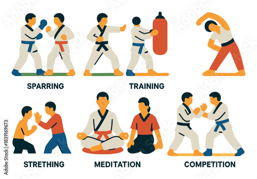 Colorful Martial Arts Icons