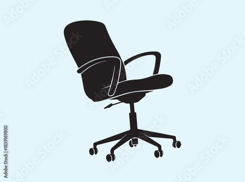 Clean vector silhouette of swivel chair with smooth rounded edges on white
