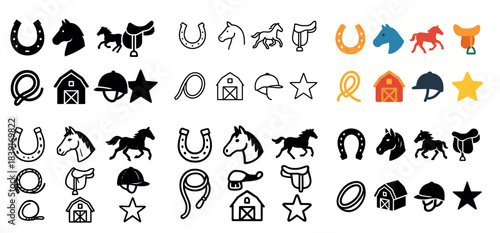 Horse and equestrian icons collection