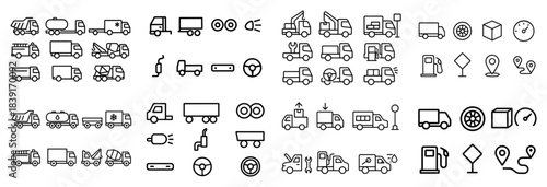 Outline icons of various transportation vehicles