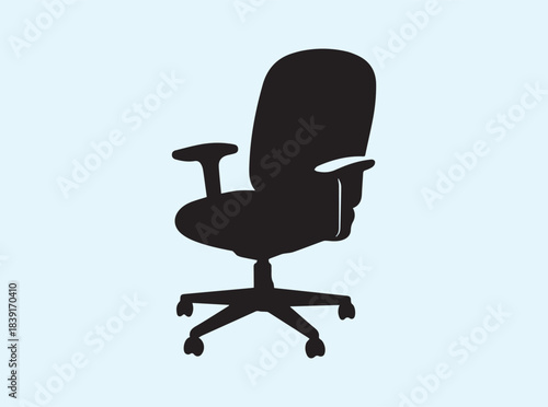 Minimal swivel office chair silhouette with smooth rounded vector edges on white background
