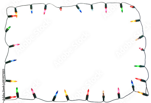 christmas frame with colorful lights