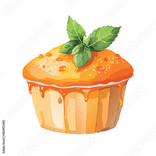 watercolor realistic orange souffle on white background
