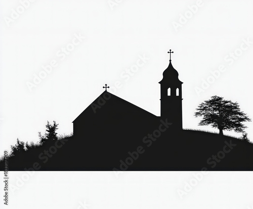 church silhouette , black a...