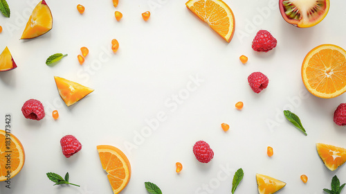 Flat Lay of Fruit Salad Nea...