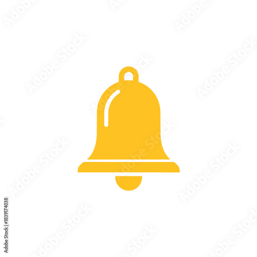 Solid yellow bell icon symbolizing a notification or alert, simple flat design.