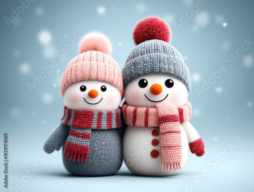 Snowman family together