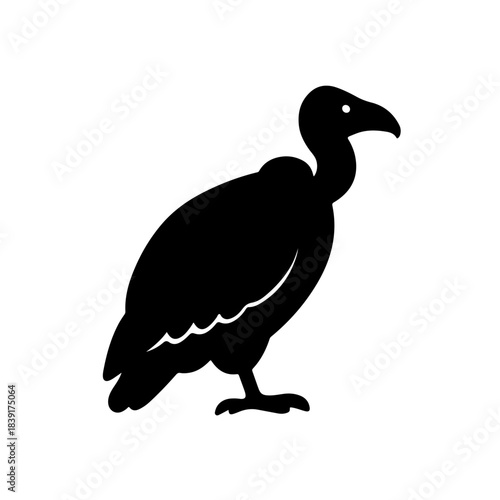 Eurasian Griffon Vulture Silhouette Icon – Realistic Minimal Vector Design on Transparent Background